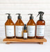 Set of 5 Amber Glass Dispensers for Kitchen Detergent+Wooden Board 2