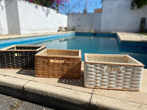 Decoteff Wicker Basket Organizer Set 40x30x20cm X2 with Cover 3