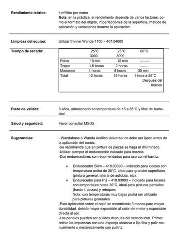 Wanda Barniz PU 5100 - 0.75L 2