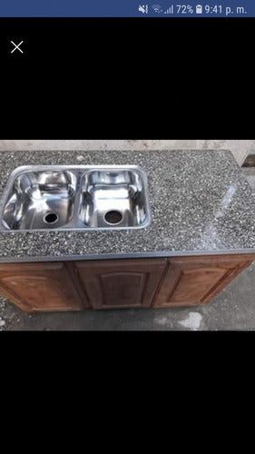Kitchen Granite Countertop 202x062 with Single Sink Gray 0