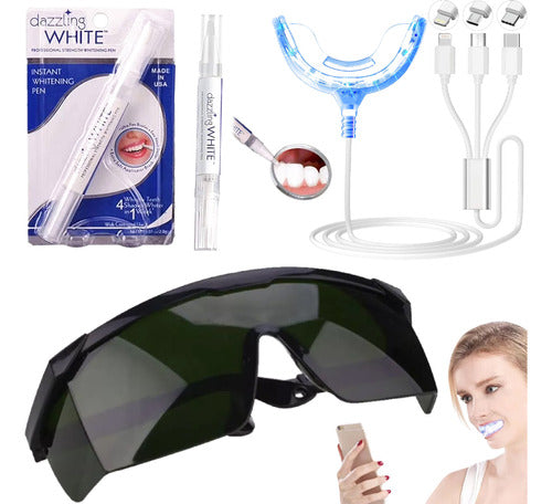 Blanqueador Led Uv Portátil + Lapiz Dental White + Lentes 0