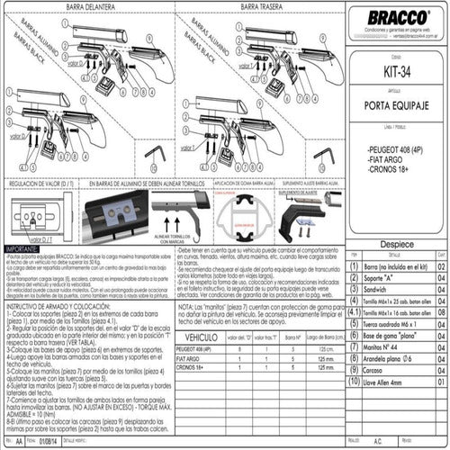 Bracco Black Roof Rack Bars for Fiat Cronos 18+ 2