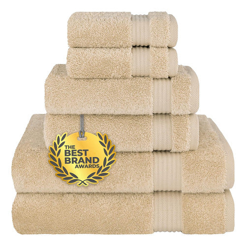 Cotton Paradise Soft & Absorbent Towels, 6 Pieces, Beige 0