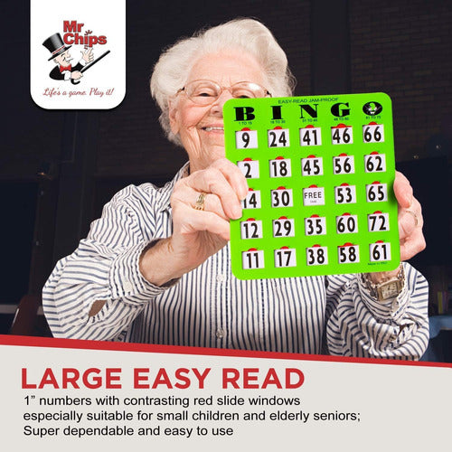 Mr. Chips Large Bingo Cards with Window, 25 Units, Green 5