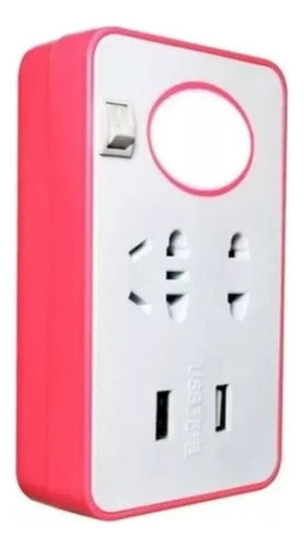 Mania-Electronic Wall Adapter with 2 Outlets + 2 USB + LED Light 1