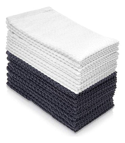 Simpli-Magic 79331 Cotton Hand Towels, Gray/White 0