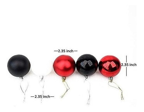 Yeooyoor Christmas Balls, 25 Red/White/Black Tree Ornaments 6cm 1