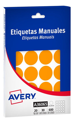 Avery Manual Labels Orange 25 mm 36065 0