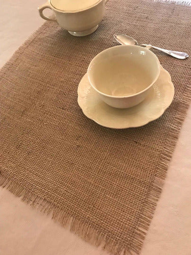 ALCOLEA-DECO Pack of 12 Individual Burlap Placemats with Fringes 2