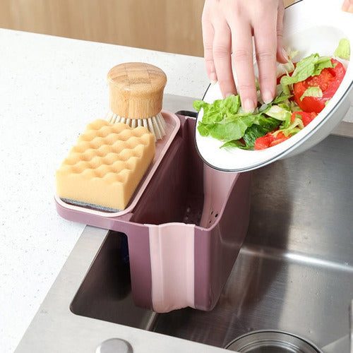 Hanging Sink Sponge Drainer with Suction Cup Organizer 2