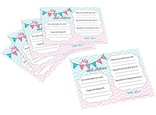 Lillian Rose Baby Gender Reveal Wishes Cards, Pink/Blue/White 0