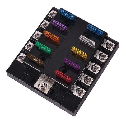 10 Way Circuit Blade Fuse Box Holder Automotive - 10 Manera Circuito Coche Barco Auto Automotriz Cuchilla Fusi 1