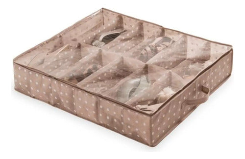 Set of 3 Under Bed Shoe Organizers - Fabric with 12 Divisions 2