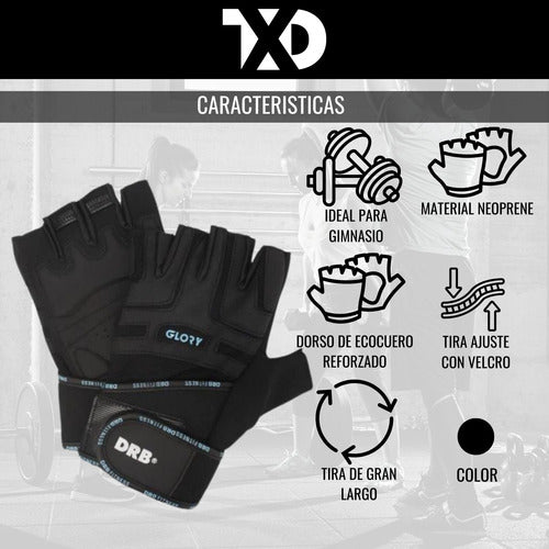 DRB Gym Gloves for Men and Women Fitness Weightlifting Velcro 20