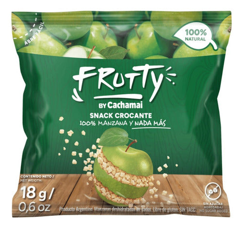 Pack of 6 Green Dehydrated Apple Snack Frutty 18g x 10 Units 0