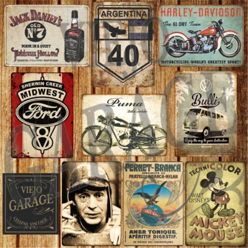 Viejo Garage Chapas Vintage Combo of 15 Vintage Metal Signs 20x30cm 0