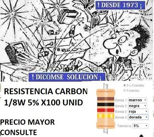 Resistencia Carbon 1/8w 5%  4m7 Mini X 100 Unid 0