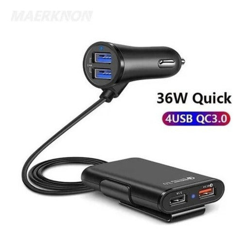 Other Car Charger with 4 USB Ports QC 3.0 36W 1.8M 1