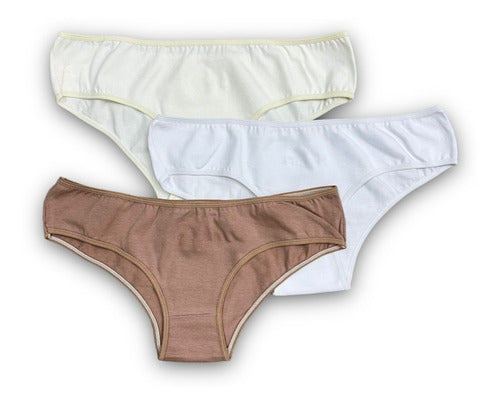 Pack of 3 Plain Cotton and Lycra Culotte Panties - Women 0