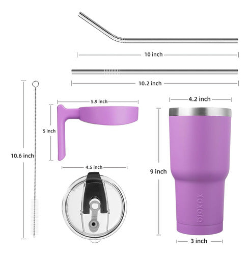 Taza Térmica Inoxidable De 12 Litros Con Tapa, Color Lavanda 2