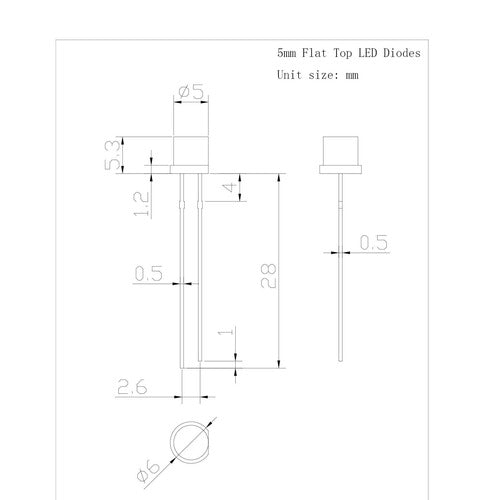 500pcs 5mm Led Plana Superior Rojo 2pin Agua Clara Diodo Luc 1