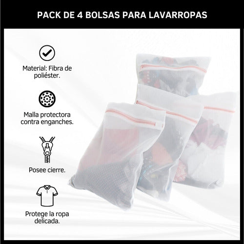 Benabi Bolsa Para Lavado De Ropa Delicada X4 Unidades Con Cierre 1