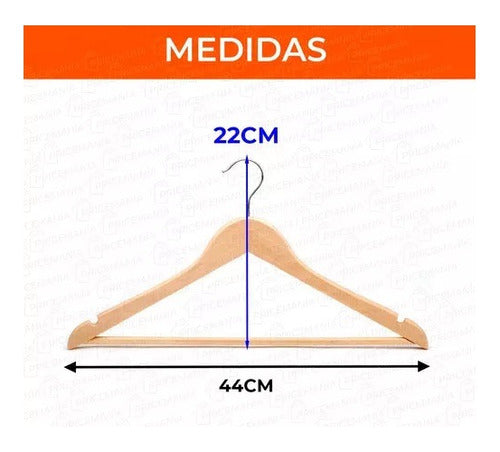 Perchas De Madera Lustradas 1° Calidad X 6 Unidades Premium 1