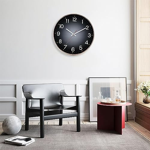 Reloj De Pared Redondo Negro Moderno 30 Cm Numeros Blancos 6