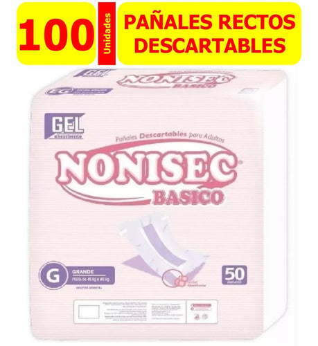 Nonisec Large Basic Straight Diapers x 100 Diapers 1