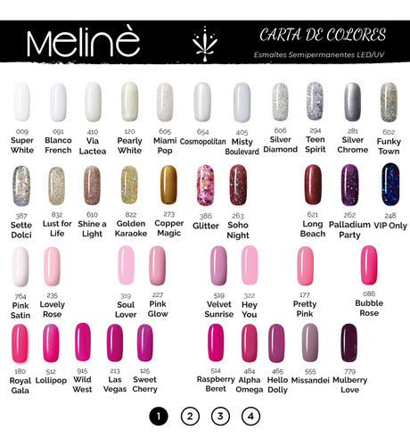 Combo 4 Esmaltes Semipermanentes Meliné + Base + Top Meliné 2