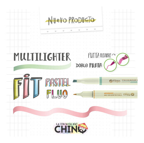 Filgo Combo X8 Resaltadores Multilighter Fit Fluo Y Pastel 1