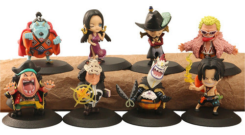 Figura One Piece Set X8 Chibi Ace Jinbe Shichibukai PVC 0