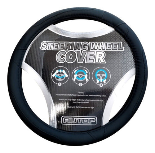 AUTOP Black Leatherette Steering Wheel Cover 0