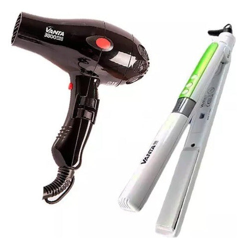 Vanta Professional Hair Dryer 3800 Mini Compact with Vanta Flat Iron 0