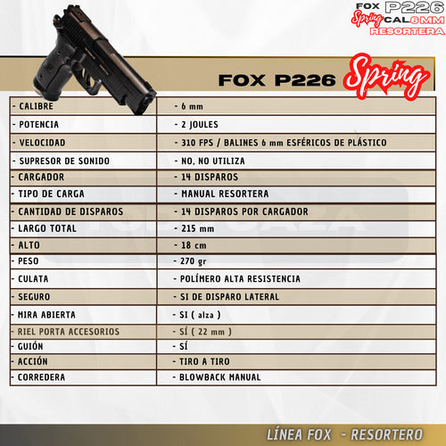 Fox P226 Premium Airsoft Spring Power Pistol + Holster 4