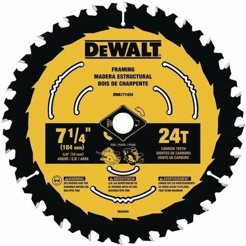 DeWalt DWA171424 Circular Saw Blade 7 1/4 24 Teeth 0