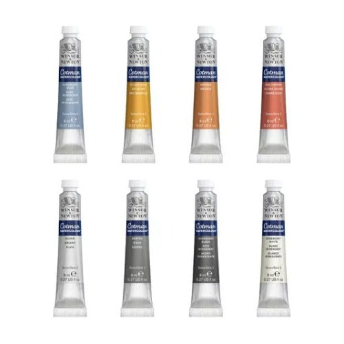 Set X 8un  Acuarela Metalica Pomo 8ml Winsor & Newton Cotman 1