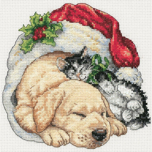 Kit De Punto De Cruz Navideño Christmas Pets, 15x15 Cm 0