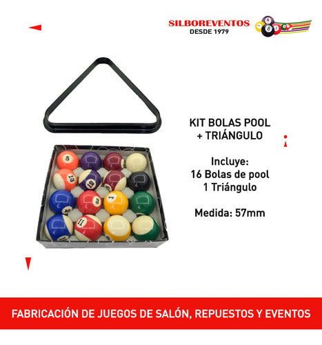 Silboreventos Professional Polyester Resin Pool Balls + Triangle 1