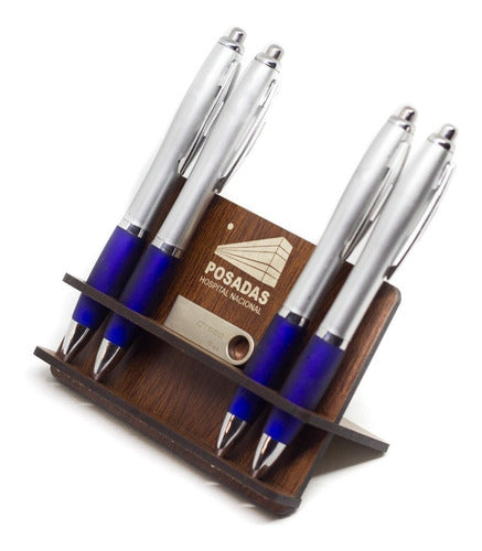 Tlaser 10 Desk Pen Holders. Engraved Wood and Laser Cut 1