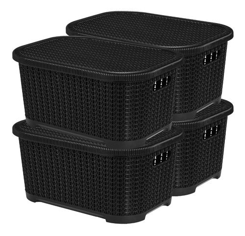 Plásticos Cerri Caja Organizadora Simil Rattan Con Tapa Set X4 Unidades 12 L 7