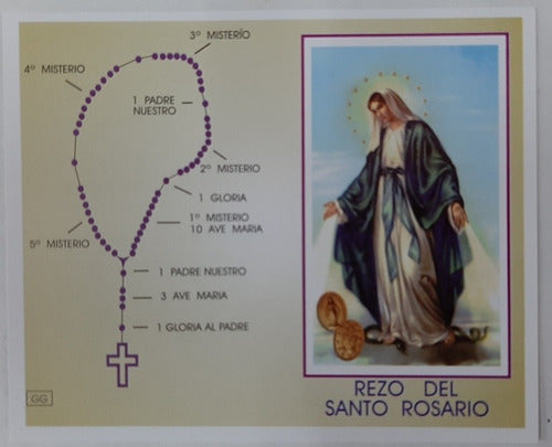 50-Piece Pack of Holy Rosary Prayer Cards - 10 x 12 cm - Miraculous Medal Design 0