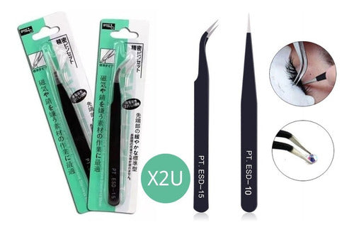 Yydsmart X2 Black Steel Curved and Straight Fingernail Extension Tweezers 0