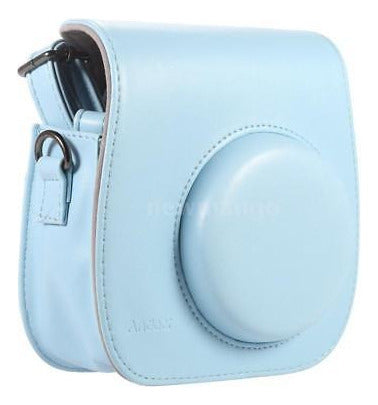 Cuero Azul Hombro Funda Bolso + Correa Para Fujifilm Instax 3