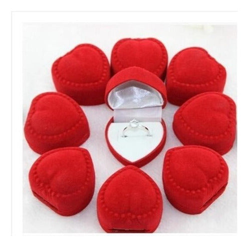 10 X Velvet Heart Shaped Jewelry Box Red 1