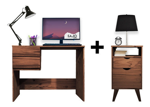 Sajo Nordic Scandinavian Desk with Drawers and Bedside Table 1