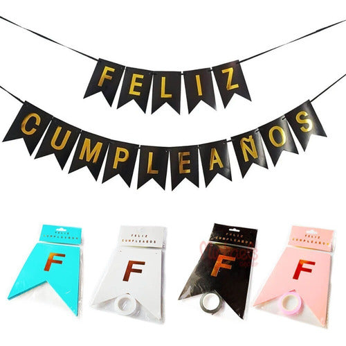 Matte Happy Birthday Banner Garland Party Decoration 0