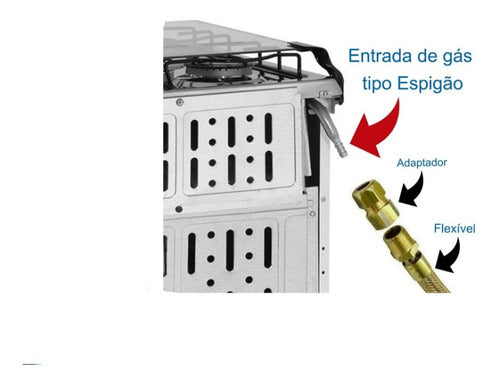 Regulador Horizontal De Gás + Mangueira De 1,200m + Adaptado 3