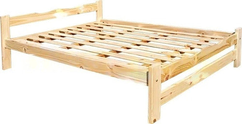 Diverso Muebles Cama 2 Plazas Pino Macizo 140x197cm + Juego Mesitas De Luz 1