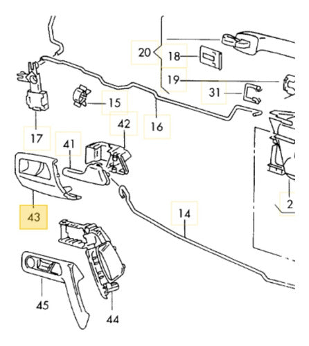 Embellecedor Manija Puerta Trasera Der Vw Golf Original 1